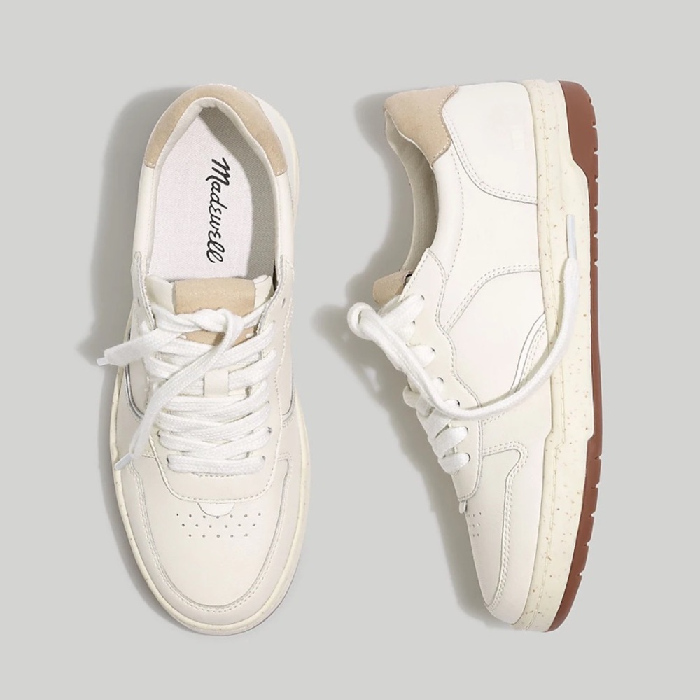 BRAND NEW Madewell-Court Sneakers in White Leather Size 8.5